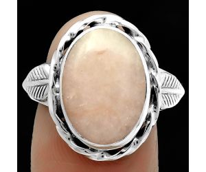 Natural Pink Scolecite Ring size-8 SDR170978 R-1083, 11x15 mm