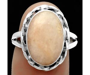 Natural Pink Scolecite Ring size-7 SDR170982 R-1083, 10x15 mm