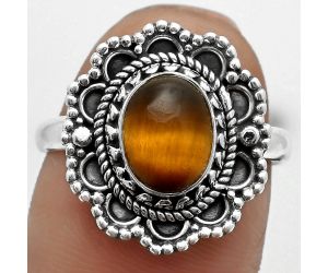 Natural Tiger Eye - Africa Ring size-8 SDR171049 R-1256, 7x9 mm