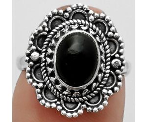 Natural Black Onyx - Brazil Ring size-7 SDR171050 R-1256, 7x9 mm