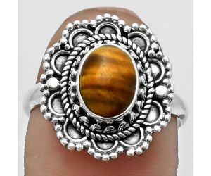 Natural Tiger Eye - Africa Ring size-8.5 SDR171053 R-1256, 7x9 mm
