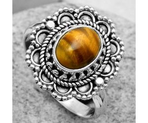 Natural Tiger Eye - Africa Ring size-8.5 SDR171053 R-1256, 7x9 mm