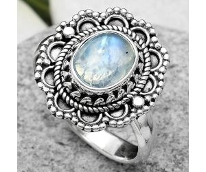 Natural Rainbow Moonstone - India Ring size-8.5 SDR171068 R-1256, 7x9 mm