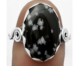 Natural Snow Flake Obsidian Ring size-8 SDR171079 R-1315, 13x19 mm