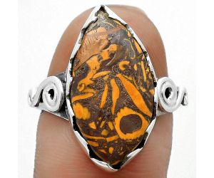 Coquina Fossil Jasper - India Ring size-7.5 SDR171081 R-1315, 12x21 mm