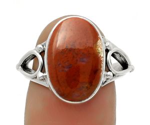Natural Red Moss Agate Ring size-7.5 SDR171140 R-1224, 10x15 mm