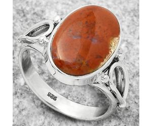 Natural Red Moss Agate Ring size-7.5 SDR171140 R-1224, 10x15 mm