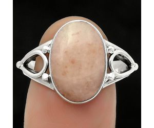 Natural Pink Scolecite Ring size-9 SDR171161 R-1224, 10x15 mm