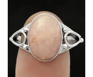 Natural Pink Scolecite Ring size-9 SDR171163 R-1224, 10x14 mm