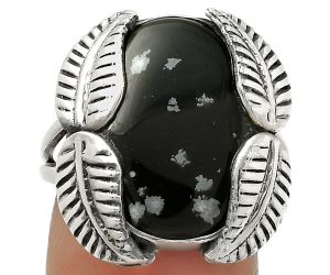 Southwest Design - Snow Flake Obsidian Ring size-8 SDR171290 R-1498, 13x18 mm