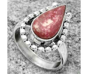 Natural Pink Thulite - Norway Ring size-7.5 SDR171316 R-1518, 8x15 mm