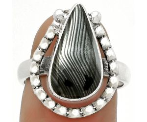 Crown Of Silver Psilomelane - Black Malachite Ring size-7.5 SDR171323 R-1518, 8x16 mm
