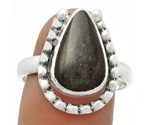 Natural Silver Obsidian Ring size-9 SDR171325 R-1518, 9x15 mm