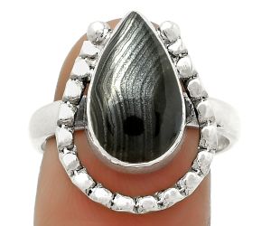 Crown Of Silver Psilomelane - Black Malachite Ring size-8 SDR171328 R-1518, 9x14 mm
