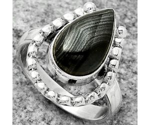 Crown Of Silver Psilomelane - Black Malachite Ring size-8 SDR171328 R-1518, 9x14 mm