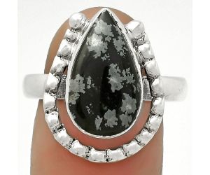 Natural Snow Flake Obsidian Ring size-9 SDR171330 R-1518, 9x16 mm