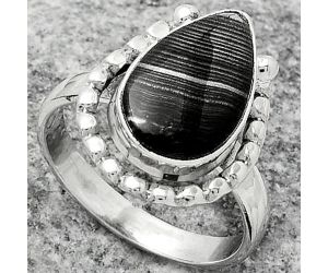 Crown Of Silver Psilomelane - Black Malachite Ring size-9.5 SDR171344 R-1518, 10x16 mm