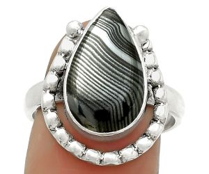 Crown Of Silver Psilomelane - Black Malachite Ring size-8 SDR171348 R-1518, 10x16 mm