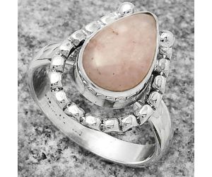 Natural Pink Scolecite Ring size-7.5 SDR171358 R-1518, 8x12 mm