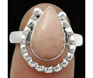 Natural Pink Scolecite Ring size-7.5 SDR171359 R-1518, 9x14 mm
