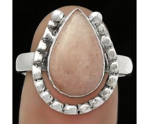 Natural Pink Scolecite Ring size-8.5 SDR171361 R-1518, 9x14 mm