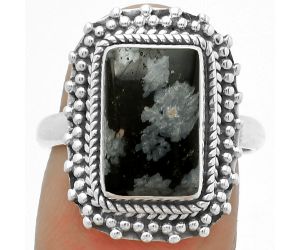 Natural Snow Flake Obsidian Ring size-7 SDR171458 R-1332, 8x12 mm