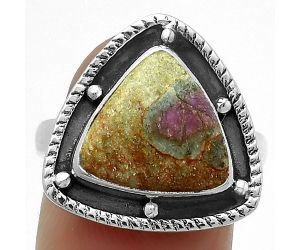 Natural Ruby In Fuchsite Ring size-8.5 SDR171521, 12x12 mm