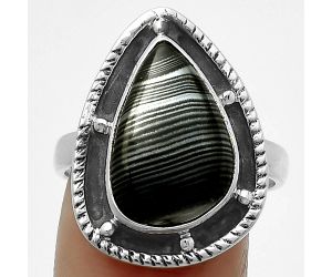 Crown Of Silver Psilomelane - Black Malachite Ring size-9 SDR171543 R-1595, 11x17 mm