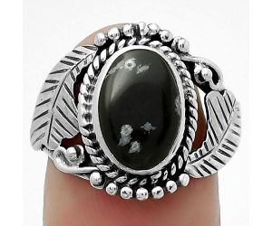 Natural Snow Flake Obsidian Ring size-8 SDR171655 R-1272, 8x12 mm