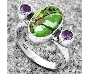 Green Matrix Turquoise & Amethyst Ring size-7 SDR171993 R-1112, 8x13 mm
