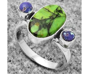 Green Matrix Turquoise & Copper Purple Turquoise Ring size-7.5 SDR172015 R-1112, 9x13 mm