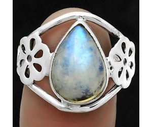 Natural Rainbow Moonstone - India Ring size-8.5 SDR172145 R-1497, 10x14 mm
