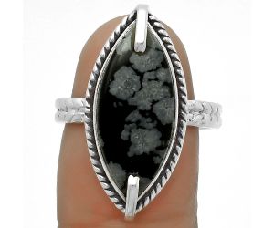 Natural Snow Flake Obsidian Ring size-8 SDR172252 R-1635, 9x21 mm