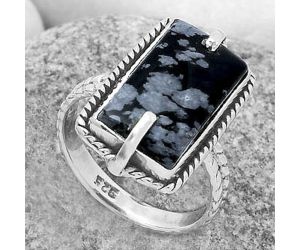 Natural Snow Flake Obsidian Ring size-8 SDR172261 R-1635, 10x17 mm