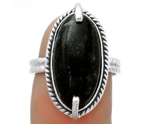 Natural Nuummite Ring size-9 SDR172285 R-1635, 10x20 mm