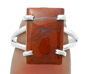Natural Red Moss Agate Ring size-7.5 SDR172321 R-1089, 10x15 mm