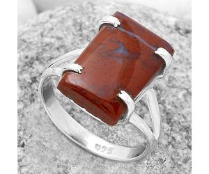 Natural Red Moss Agate Ring size-7.5 SDR172321 R-1089, 10x15 mm