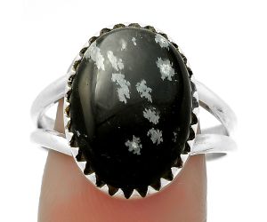 Natural Snow Flake Obsidian Ring size-9 SDR172353 R-1210, 13x17 mm