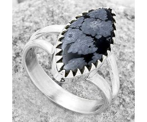 Natural Snow Flake Obsidian Ring size-7.5 SDR172357 R-1210, 9x18 mm
