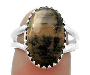Natural Russian Honey Dendrite Opal Ring size-8 SDR172361 R-1210, 11x17 mm
