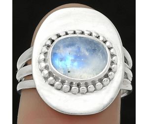 Natural Rainbow Moonstone - India Ring size-7.5 SDR172467 R-1458, 7x9 mm