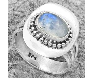 Natural Rainbow Moonstone - India Ring size-7.5 SDR172467 R-1458, 7x9 mm