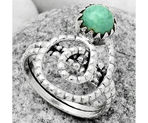 Spiral - Natural Turquoise Magnesite Ring size-7.5 SDR172574 R-1456, 7x7 mm