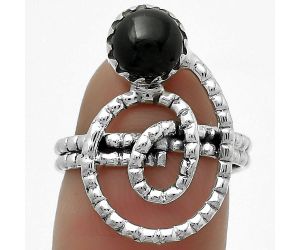 Spiral - Natural Black Onyx - Brazil Ring size-7.5 SDR172578 R-1456, 7x7 mm