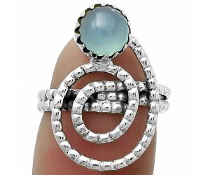 Spiral - Natural Blue Chalcedony Ring size-8.5 SDR172587 R-1456, 7x7 mm