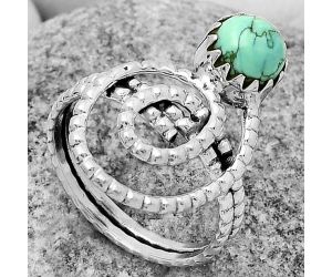 Spiral - Natural Turquoise Magnesite Ring size-8 SDR172597 R-1456, 7x7 mm