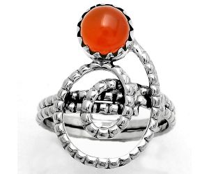 Spiral - Natural Carnelian Ring size-9 SDR172600 R-1456, 7x7 mm