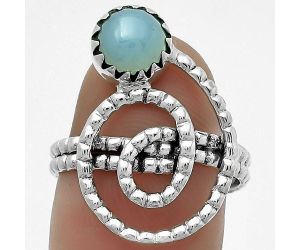 Spiral - Natural Blue Chalcedony Ring size-7.5 SDR172605 R-1456, 7x7 mm