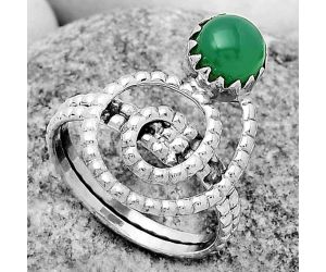 Spiral - Natural Green Onyx Ring size-9 SDR172614 R-1456, 7x7 mm