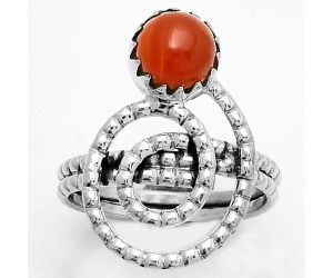 Spiral - Natural Carnelian Ring size-7.5 SDR172615 R-1456, 7x7 mm